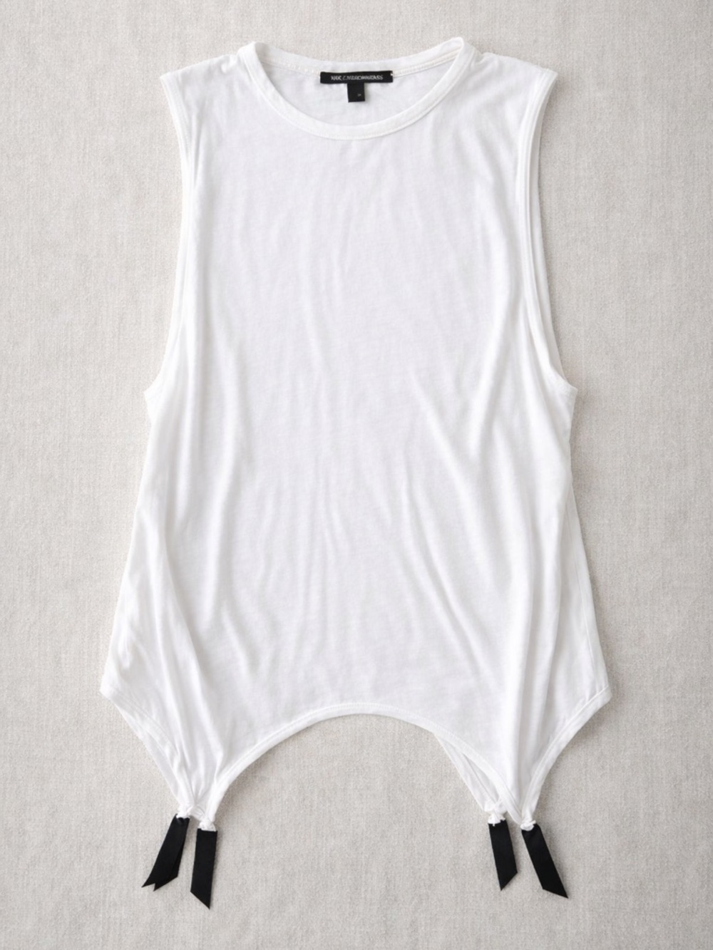 Kiki de Montparnasse White Modal Asymmetrical Tank Ribbon Hem S NWT